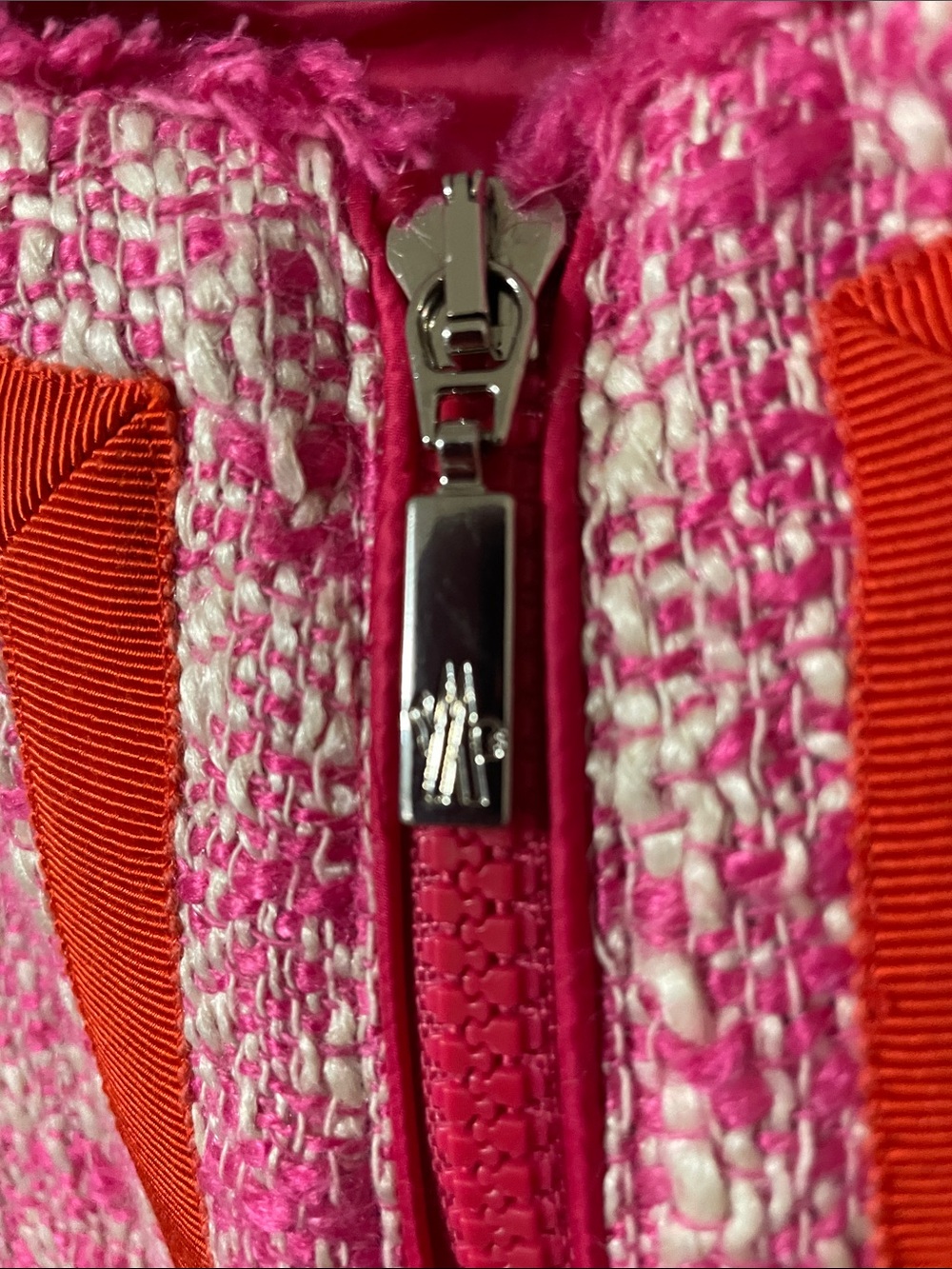 Authentic Moncler Prune Giubbotto Prune Jacket With Pink Tweed Size 3/Large - Picture 6 of 16